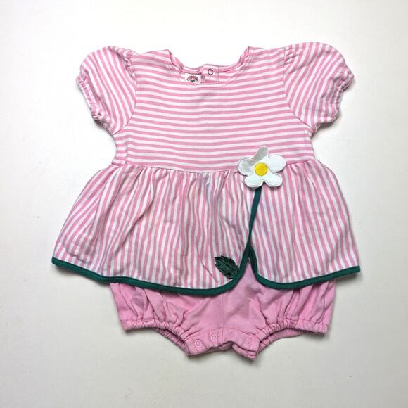 Vintage Copper Key Bubble Romer Girls Size 3T Pink Stripe Flower - Picture 1 of 5